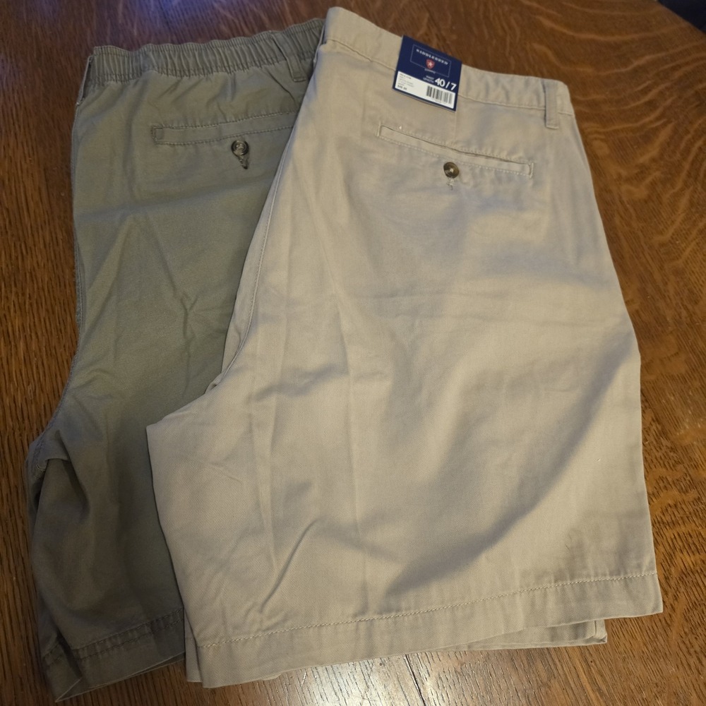 Saddlebred Mens Shorts Lot Of 2 Size 40 Green Khaki Flat & Pleated New Versatile
